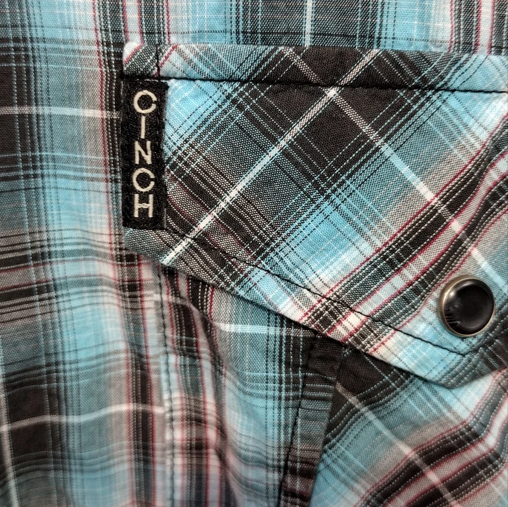 Cinch Plaid Western Shirt Men's XL Green Black Pearl Buttons Rodeo Cowboy Retro